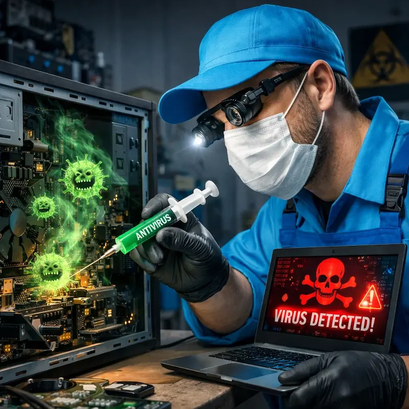 Лечение компьютера от вирусов в Пушкине на дому